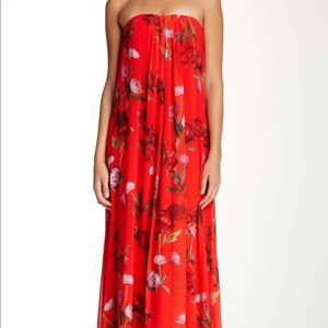 Erin Featherston Red Peony Chiffon Gown